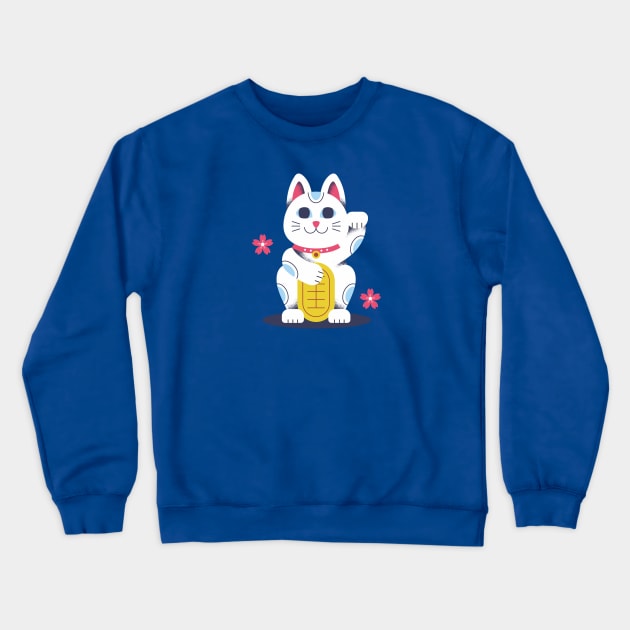 Cute Maneki Neko Crewneck Sweatshirt by SleepEnthusiast